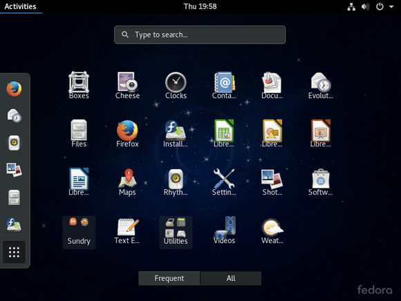 GNOME Shell on Fedora 24 Workstation.