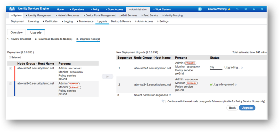 Figure 30 - Upgrade UI