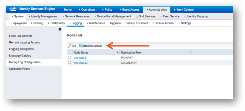 Figure 34 - Reset Logs Entire Node