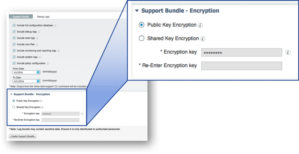 Figure 35 - Support Bundle Encryption Setting