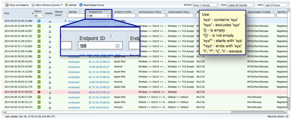 Figure 7 - RegEx in Live Log 2.0 and Below