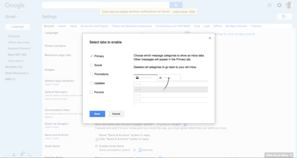 gmail tab system
