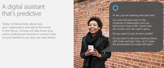 Cortana mining LinkedIn