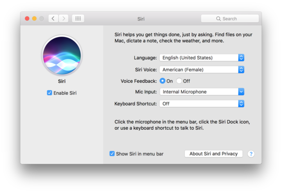 macos sierra siri settings