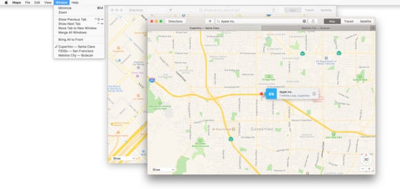 macos sierra tabs navigation maps