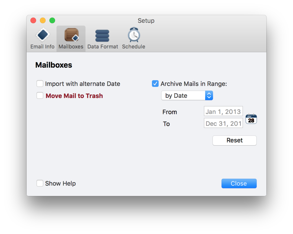 Archiving emails in mail mac