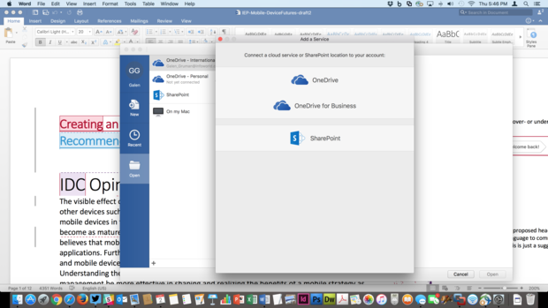 Office 365 OneDrive setup in Office 2016: OS X