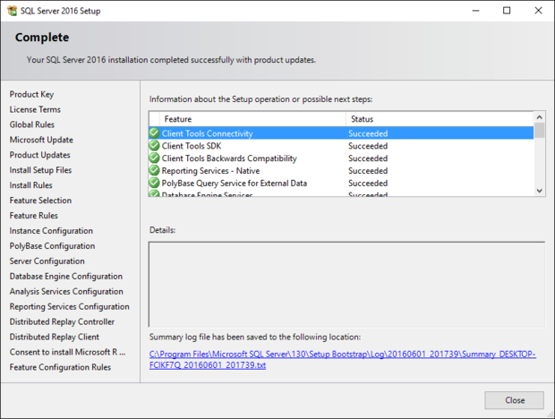 sql server 2016 setup