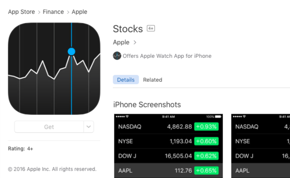 stocks in app store