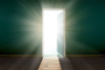 open doorway with sunlight shining through