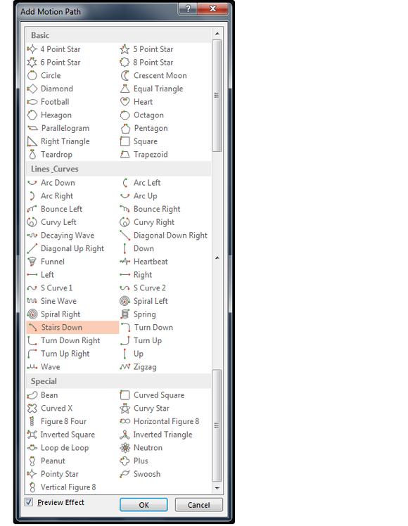02 scroll through the motion path options choose one