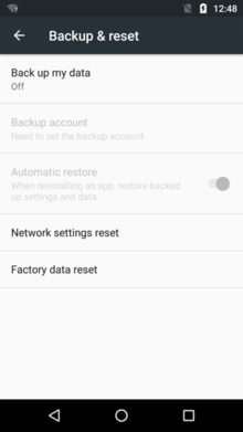 android backup and reset