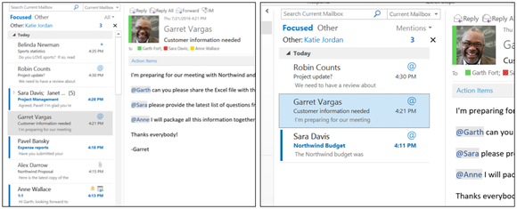 Outlook at mention screenshots