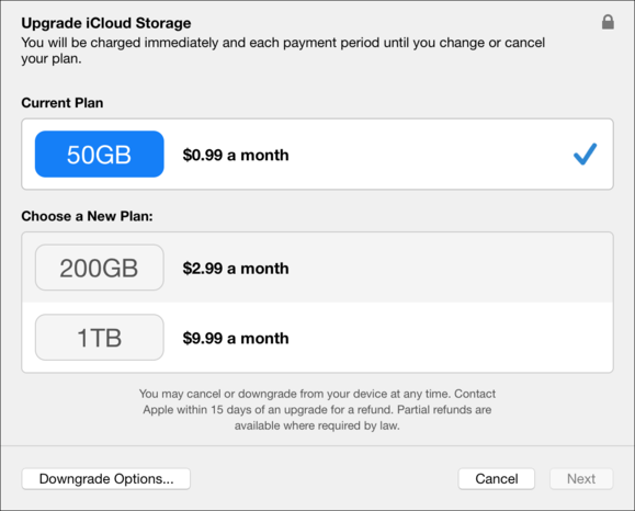 icloud storage upgrade