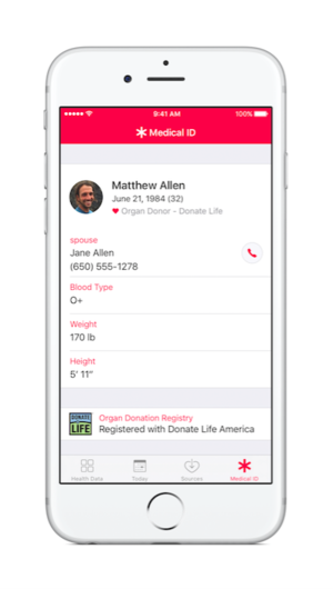 ios 10 health organ donor