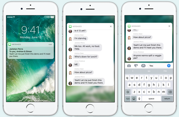 ios10 lock screen 3d touch messages
