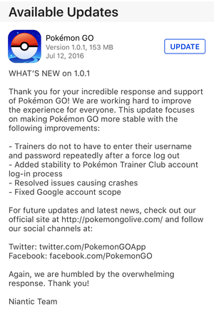 pokemon go update