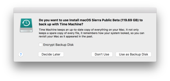 sierra drive time machine