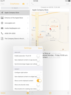 snipnotes ipad settings
