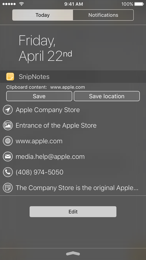snipnotes iphone widget