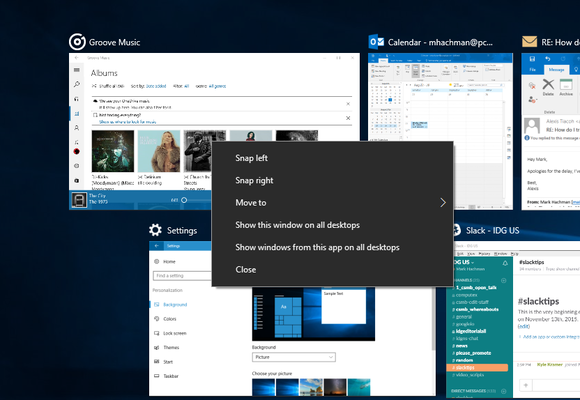 Windows 10 Anniversary Update task view app on all desktops
