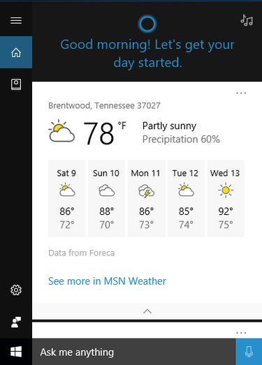 windows 10 au cortana