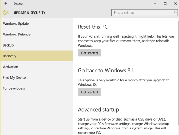 windows 10 revert to windows 8