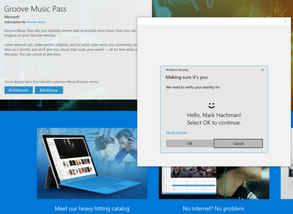 windows 10 Windows hello groove music 