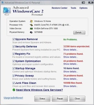 고급 WindowsCare Personal