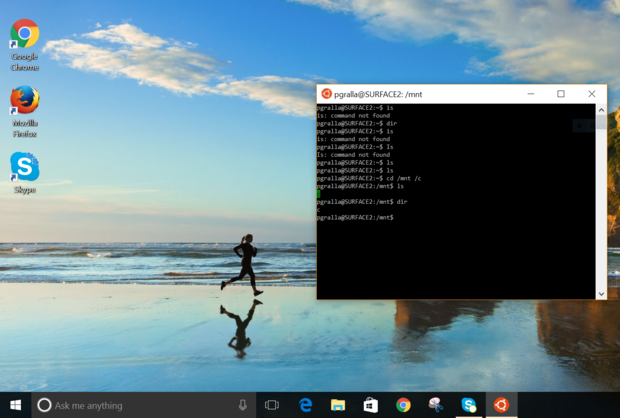 Windows 10 linux bash
