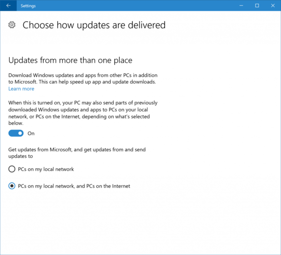 Windows 10 delivery optimization