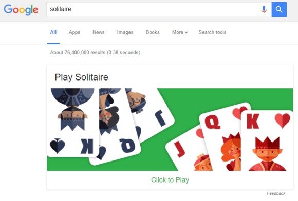 Google now lets you play a game of Solitaire or Tic-Tac-Toe in search