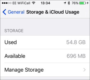 iphone storage