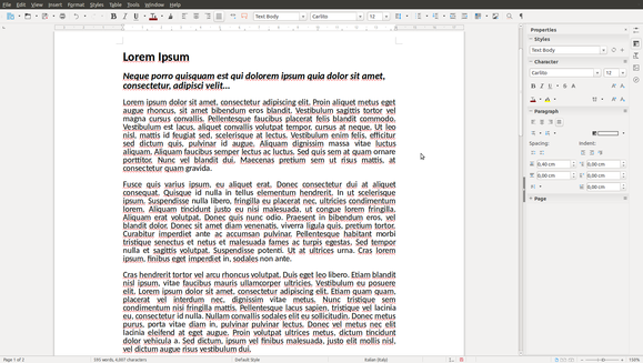 The new single toolbar in LibreOffice Writer 5.2.