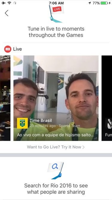 olympics screenshot from facebook app
