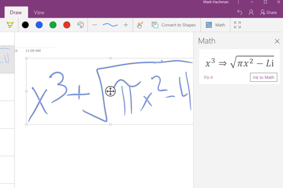 onenote ink recognition