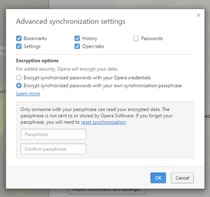opera synced passwords