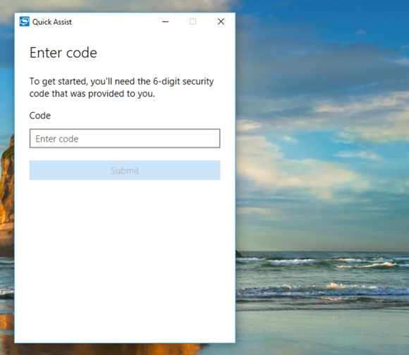 Windows 10 quick assist get help code