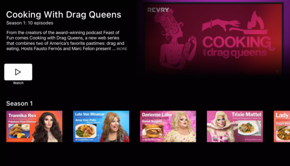 revry cooking with drag queens menu