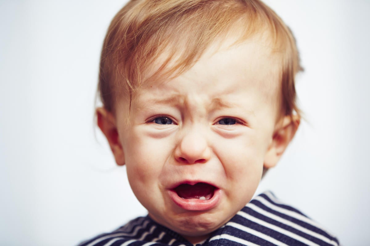 crying whining baby after tantrum