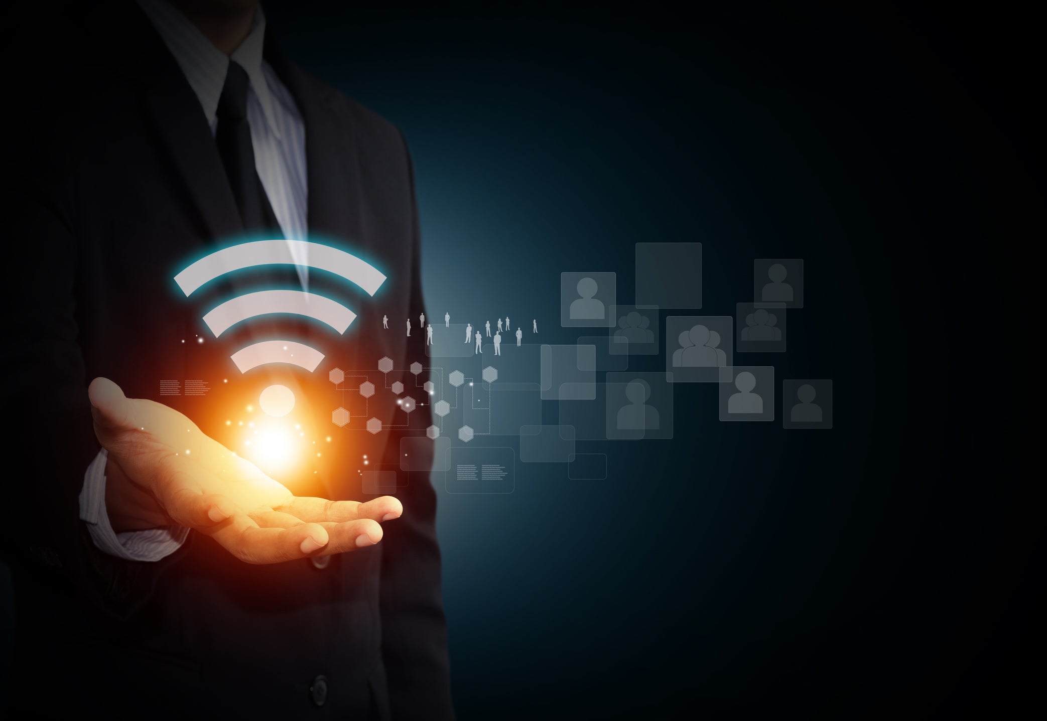 wifi hand businessman