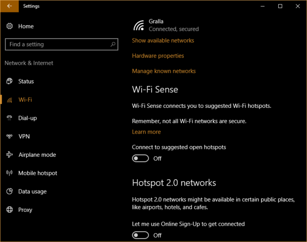 Windows 10 wifi sense