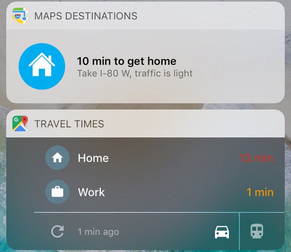 apple maps google maps ios widget