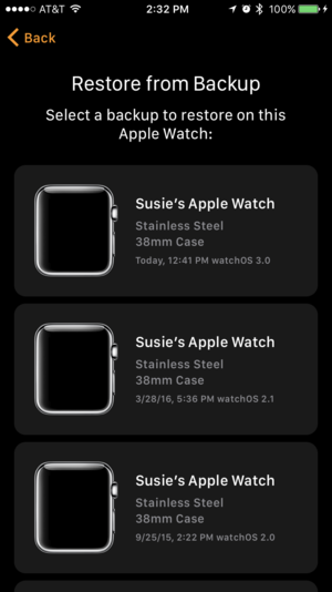 apple watch backup