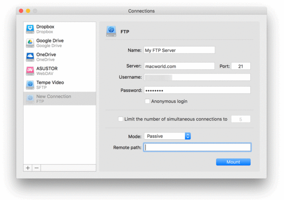 cloudmounter ftp settings