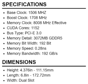 evga gtx 1060 3gb specs