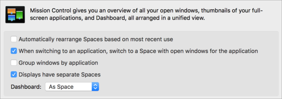 mac911 mission control separate spaces