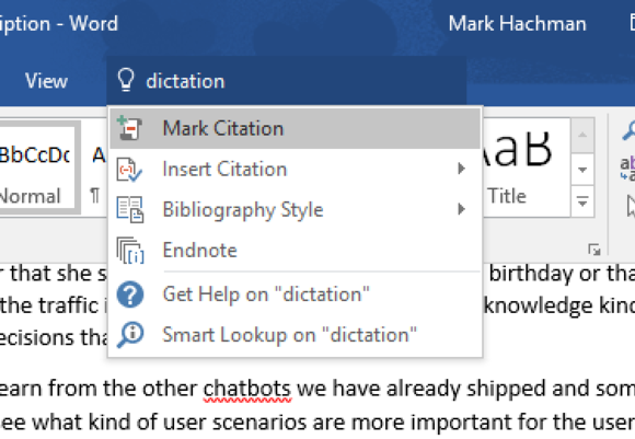 Microsoft word dictation
