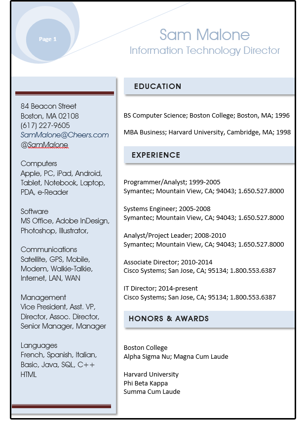 Word Resume Tips Using Style Sheets Shapes And Text