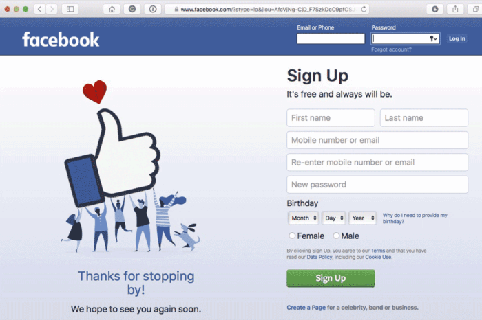 facebook sign up with google account